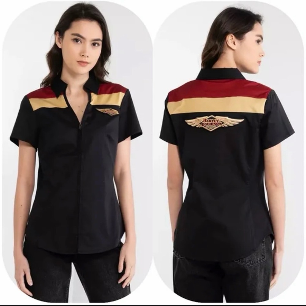 Harley-Davidson Women's 120th Anniversary Elemental Zip Front Shirt NWT size M